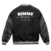 Homme Black Wool & Leather Varsity Jacket