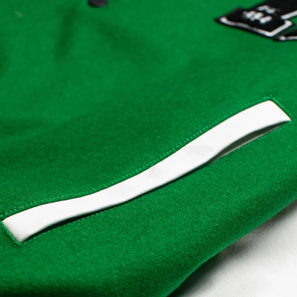 Homme Green/White Wool & Leather Varsity Jacket