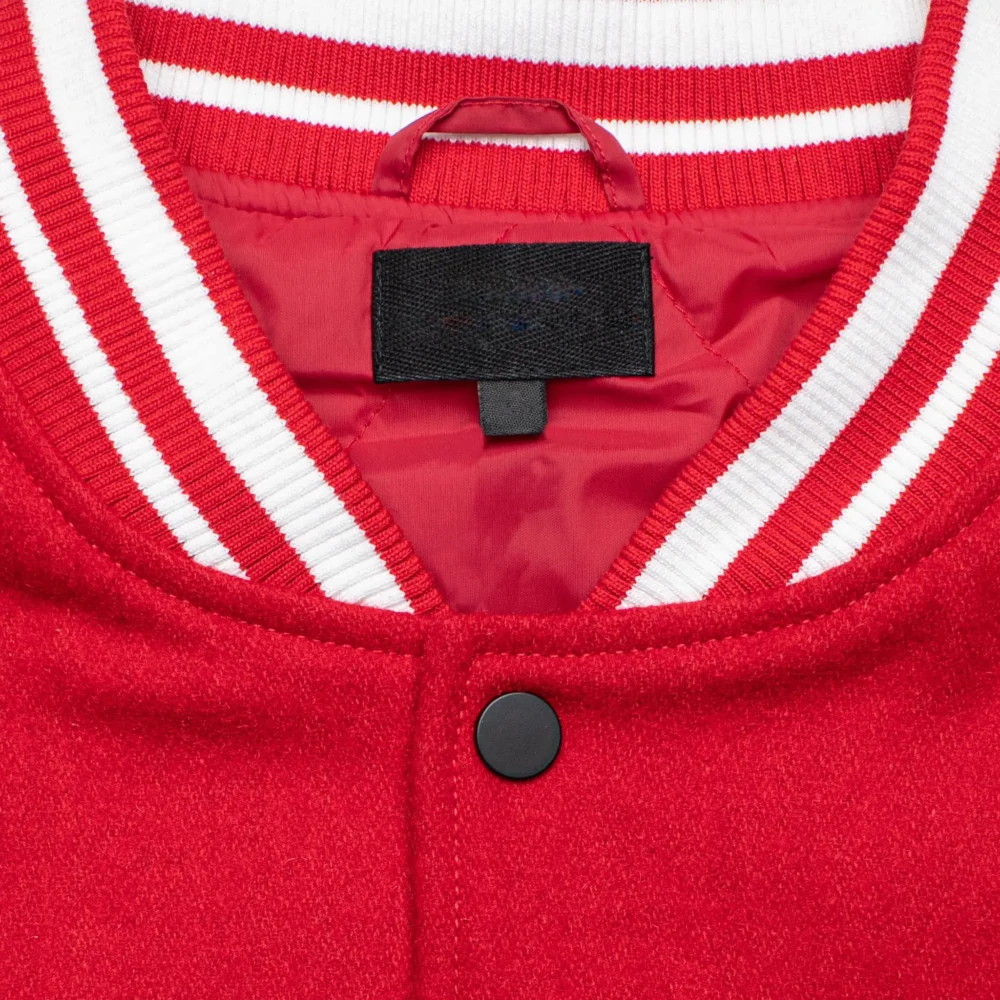 Homme Red/White Wool & Leather Varsity Jacket