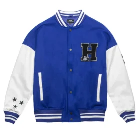 Homme Vancouver Logo Blue/White Wool & Leather Varsity Jacket