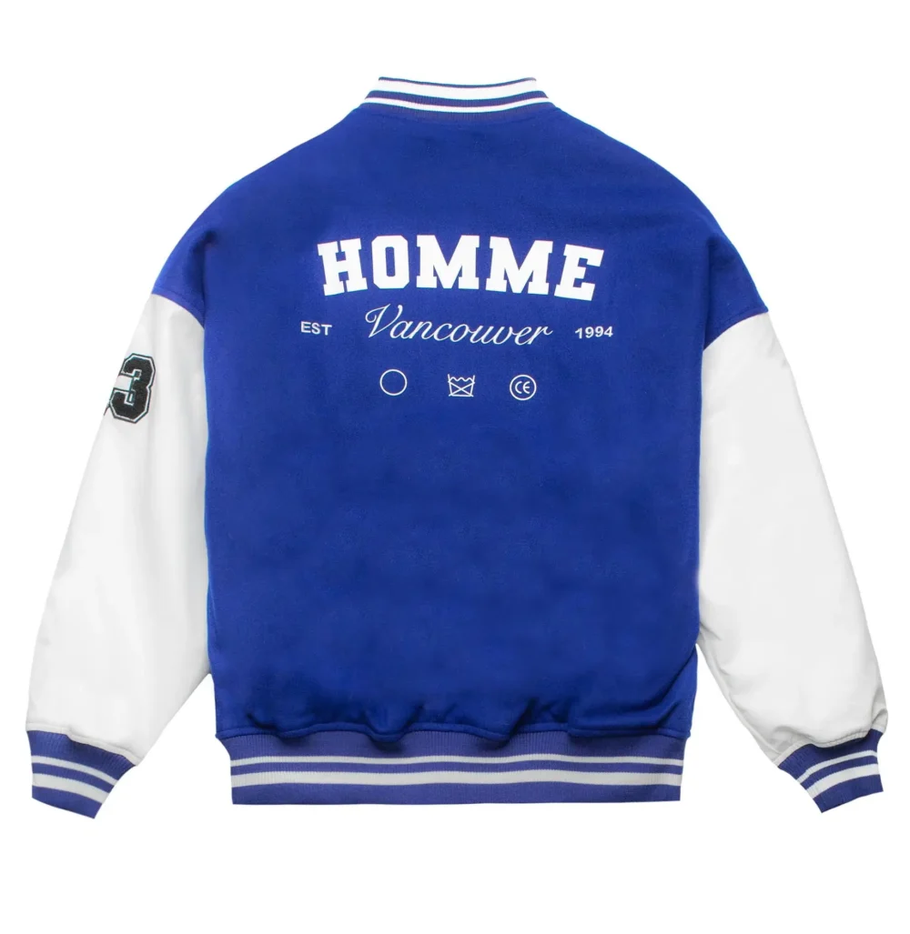 Homme Vancouver Logo Wool & Leather Varsity Jacket