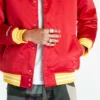 Houston Rockets Logo Red Satin Varsity Jacket