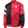 Starter Satin Black and Red Houston Rockets Leader Jacket