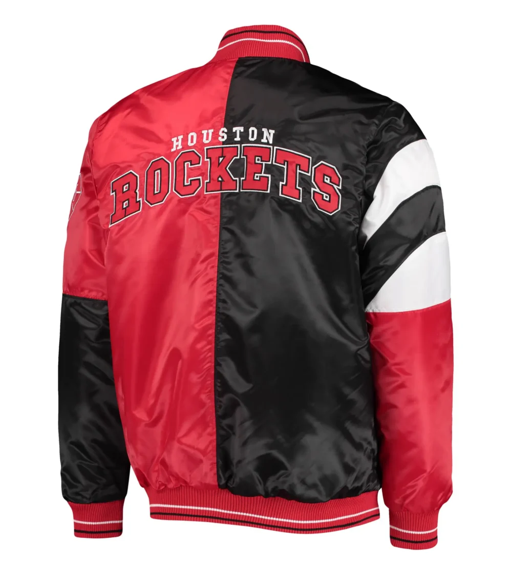 Starter Satin Black and Red Houston Rockets Leader Jacket