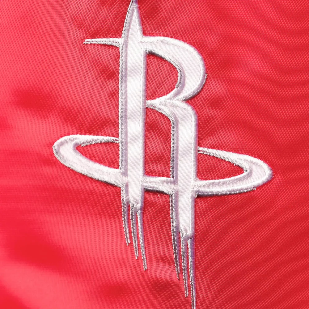 Starter Satin Black and Red Houston Rockets Leader Jacket