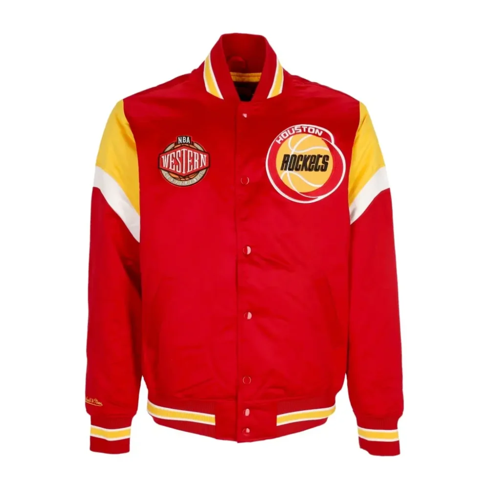 Houston Rockets Western Logo Red Satin Varsity Jacket