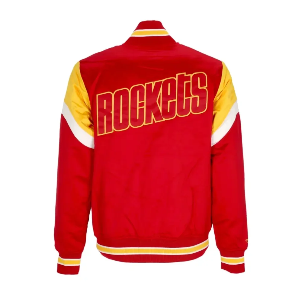 Houston Rockets Western Logo Red Satin Varsity Jacket