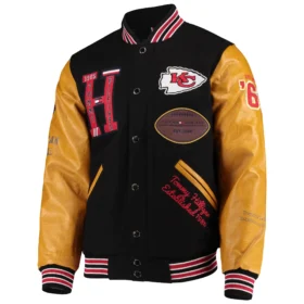 Kansas City Chiefs Tommy Hilfiger Heritage Black & Tan Varsity Jacket