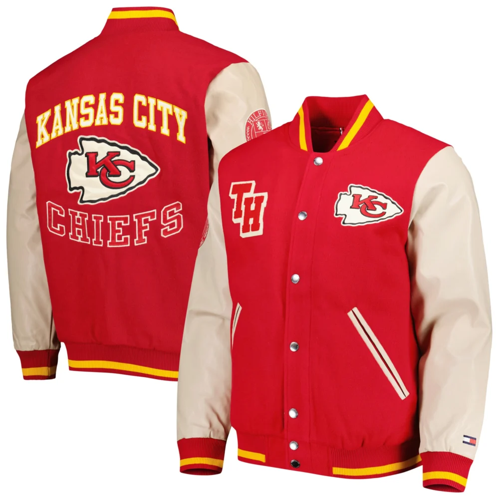 Kansas City Chiefs Tommy Hilfiger Red wool & Leather Varsity Jacket