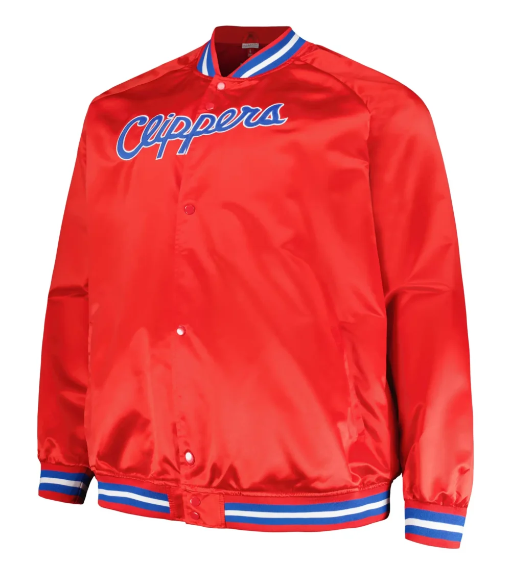 LA Clippers Red Hardwood Classics Throwback Wordmark Varsity Jacket