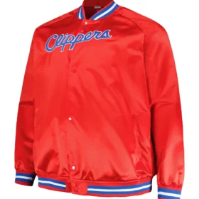 LA Clippers Red Hardwood Classics Throwback Wordmark Red Varsity Jacket