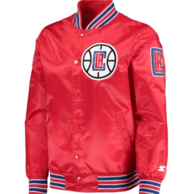 LA Clippers Starter The Diamond Classic Red Satin Varsity Jacket