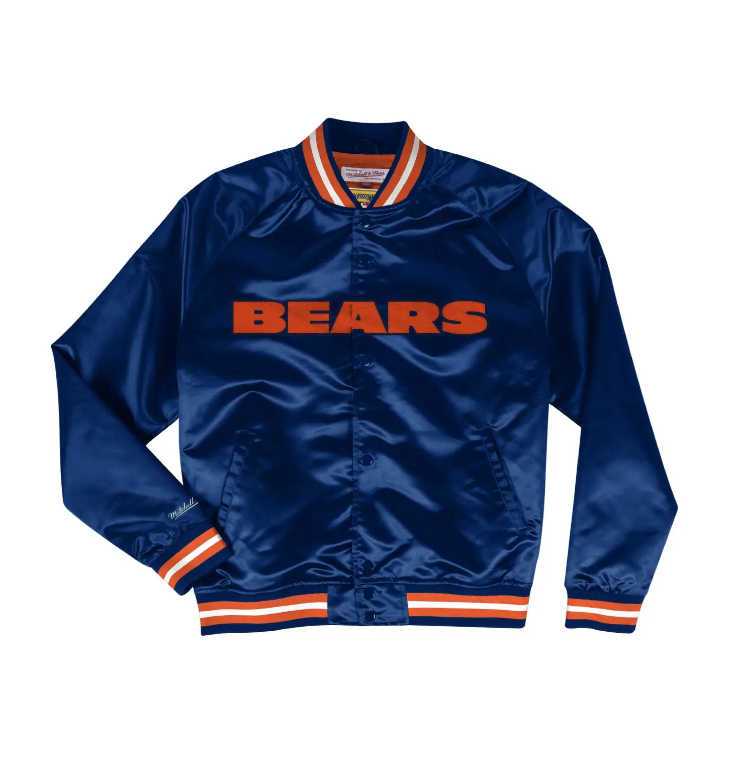 Lightweight-Satin-Jacket-Chicago-Bears Chicago Bears Lightweight Blue Satin Varsity Jacket