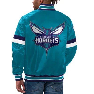 Charlotte Hornets Starter Teal Satin Varsity Jacket