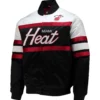 Miami Heat Hardwood Classics Script Satin Varsity Jacket