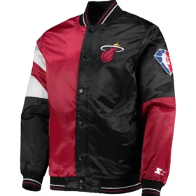 Miami Heat Starter 75th Anniversary Leader Block Satin Varsity Jacket