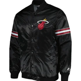 Miami Heat Starter Black Pick & Roll Satin Varsity Jacket