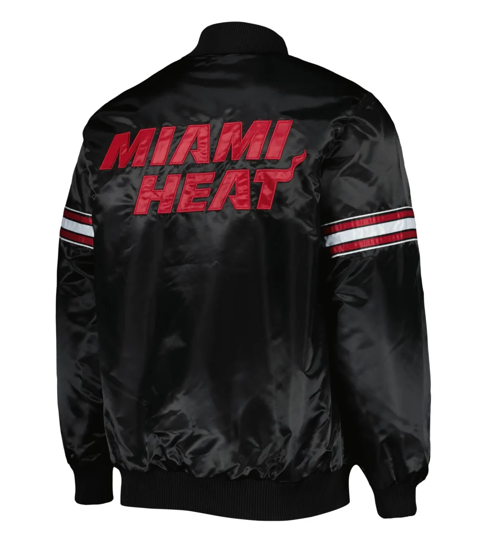 Miami Heat Starter Black Pick & Roll Satin Varsity Jacket