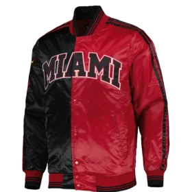 Miami Heat Starter Fast Break Satin Black & Red Varsity Jacket