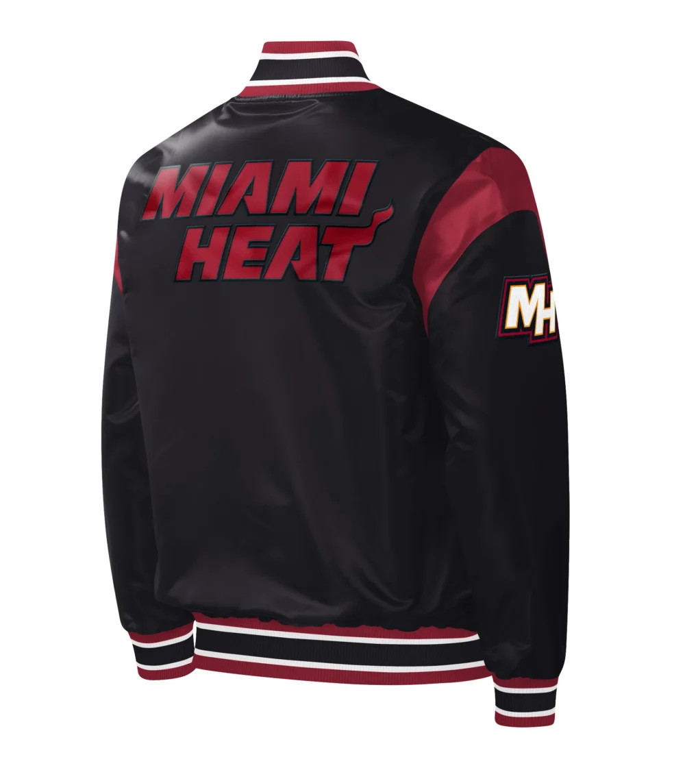 Miami Heat Starter Force Play Black Satin Varsity Jacket