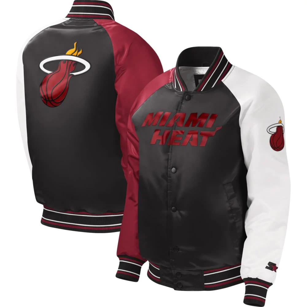 Miami Heat Starter Youth Raglan Multi Colored Varsity Jacket