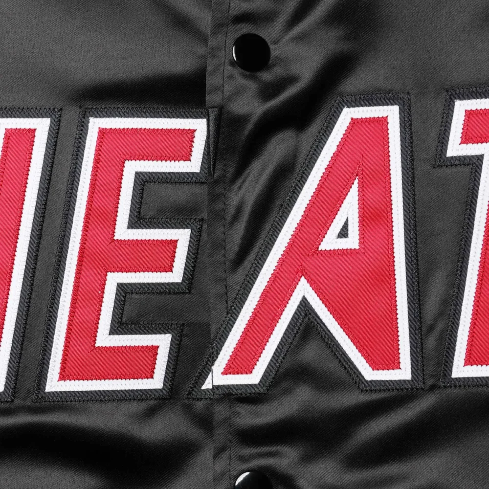 Miami Heat Throwback Wordmark Raglan Satin Varsity Jacket