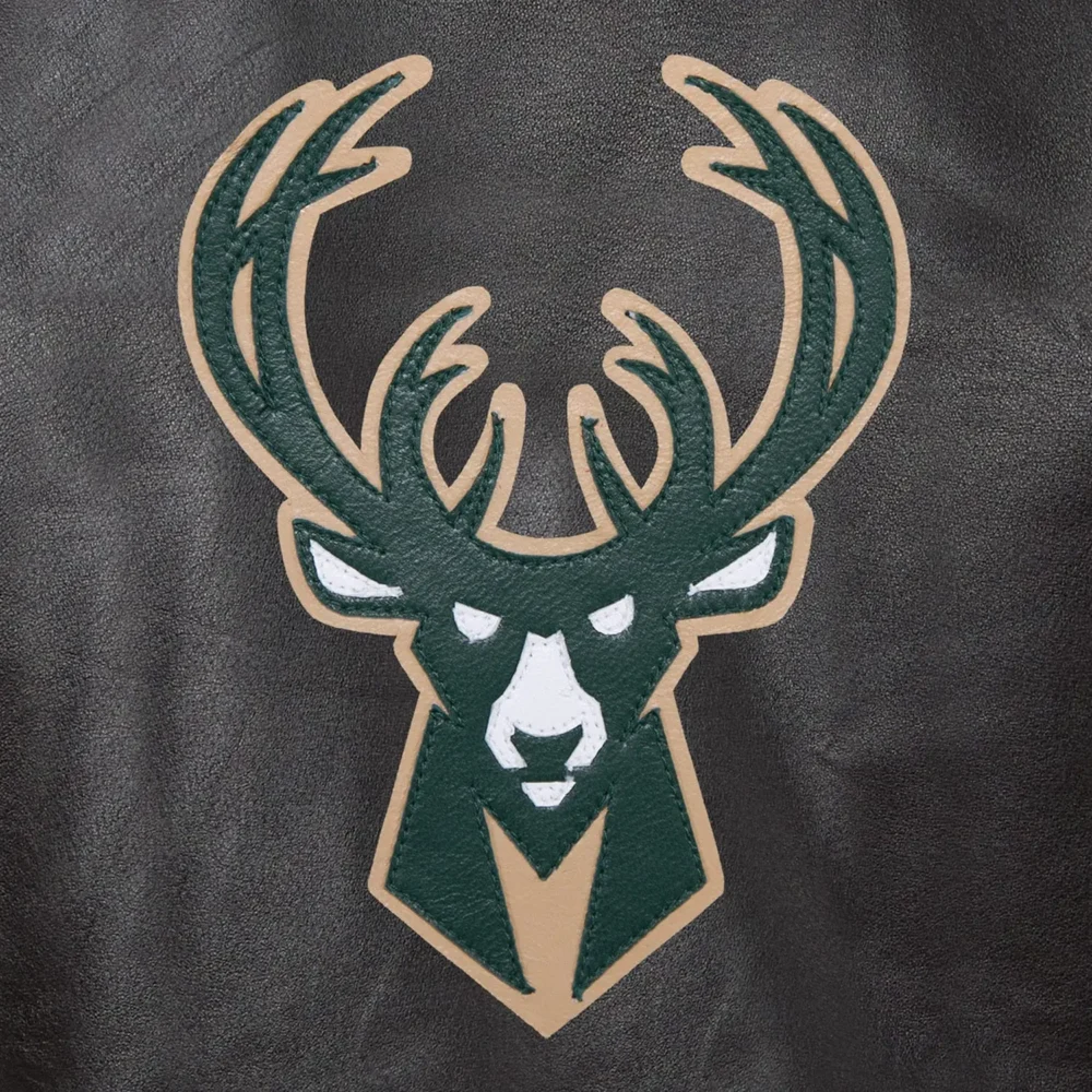 Milwaukee Bucks Team Color Leather Varsity Jacket