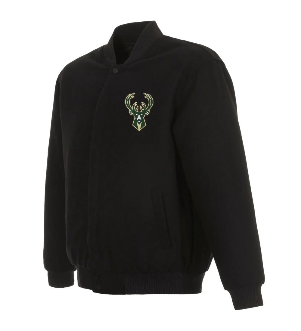 Milwaukee Bucks Domestic Black Wool Varsity Jacket