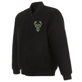 Milwaukee Bucks Domestic Black Wool Varsity Jacket