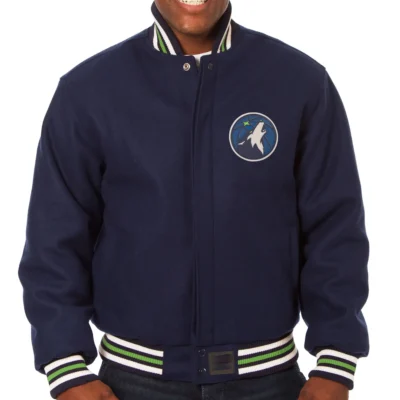 Minnesota Timberwolves Navy Blue Wool Varsity Jacket