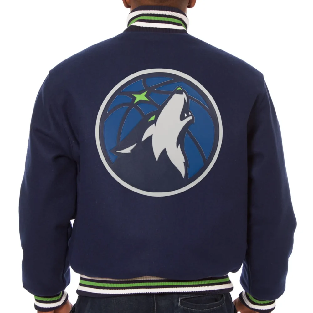 Minnesota Timberwolves Navy Blue Wool Varsity Jacket