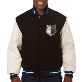 Minnesota Timberwolves Wool & Leather Jacket Black & White