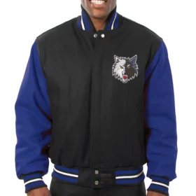 Minnesota Timberwolves Wool Varsity Jacket Black & Blue