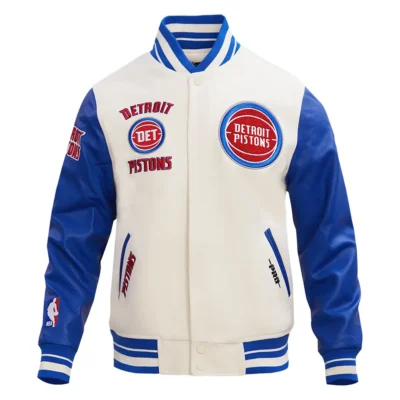 NBA Detroit Pistons Retro Classic Men’s Rib Wool Varsity Jacket