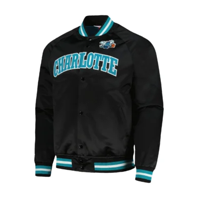 Charlotte Hornets Black Hardwood Classics Varsity Jacket