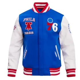 NBA Philadelphia 76ers Retro Classic Varsity Jacket Royal & Red