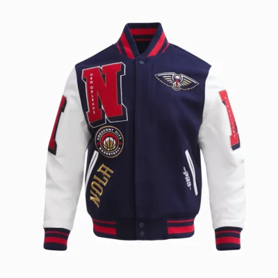 New Orleans Pelicans Mashup Wool & Leather Varsity Jacket