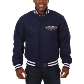 New Orleans Pelicans Wool Varsity Jacket with Front Logo