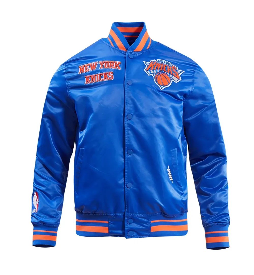 New York Knicks Classic Rib Satin Varsity Jacket