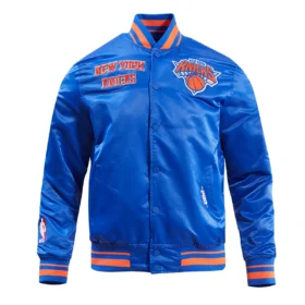 New York Knicks Classic Rib Satin Varsity Jacket