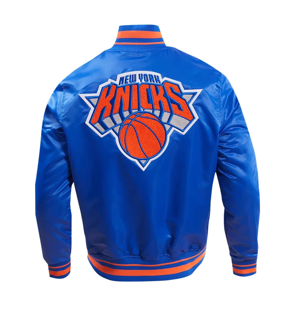 New York Knicks Classic Rib Satin Varsity Jacket