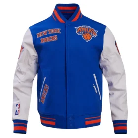 New York Knicks Classic Rib Wool & Leather Varsity Jacket