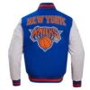 New York Knicks Classic Rib Wool & Leather Varsity Jacket