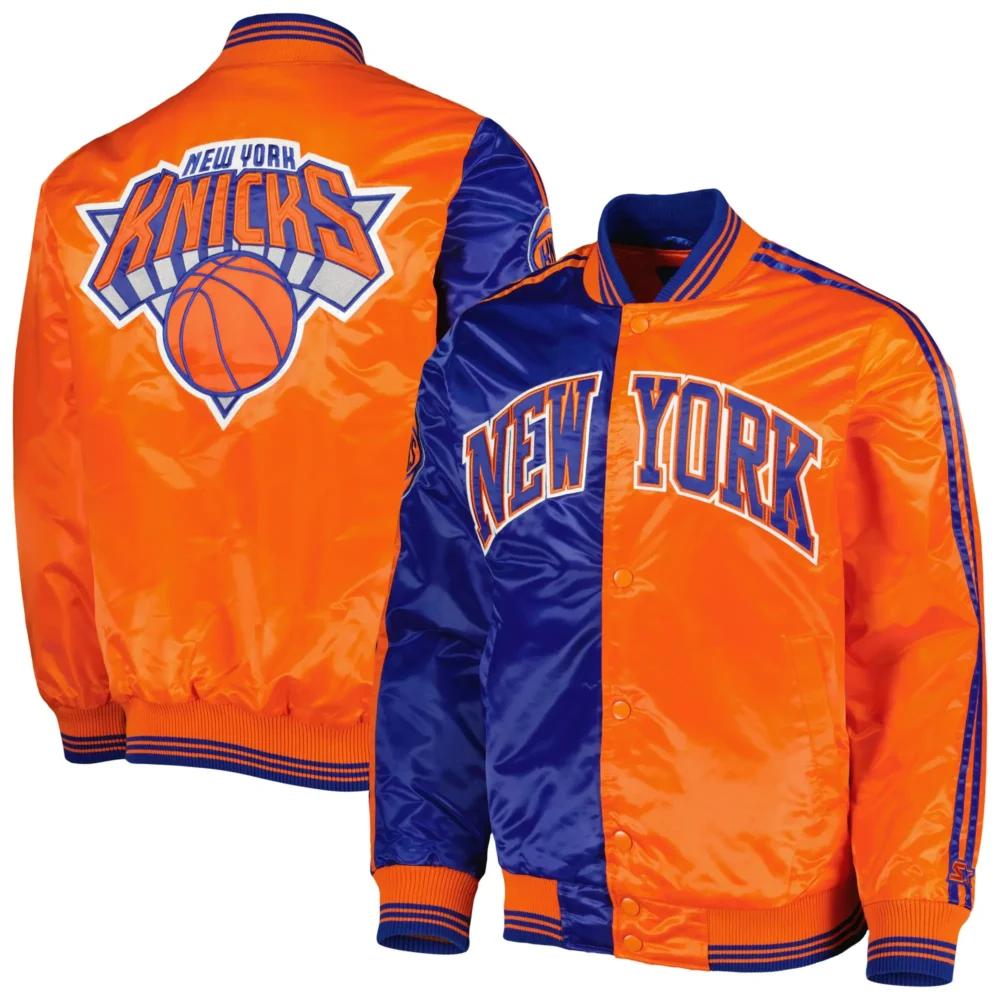 New York Knicks Force Play Satin Varsity Jacket