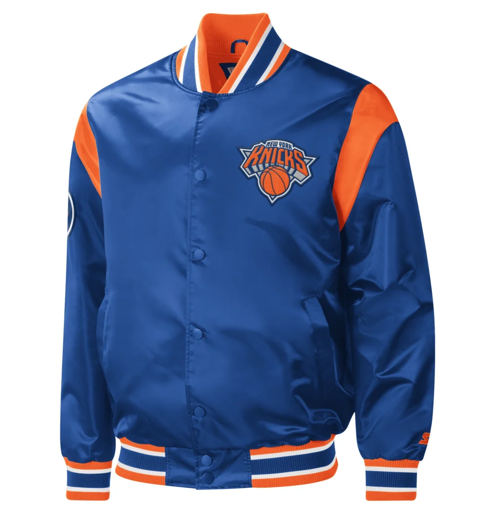 New York Knicks Force Play Satin Varsity Jacket