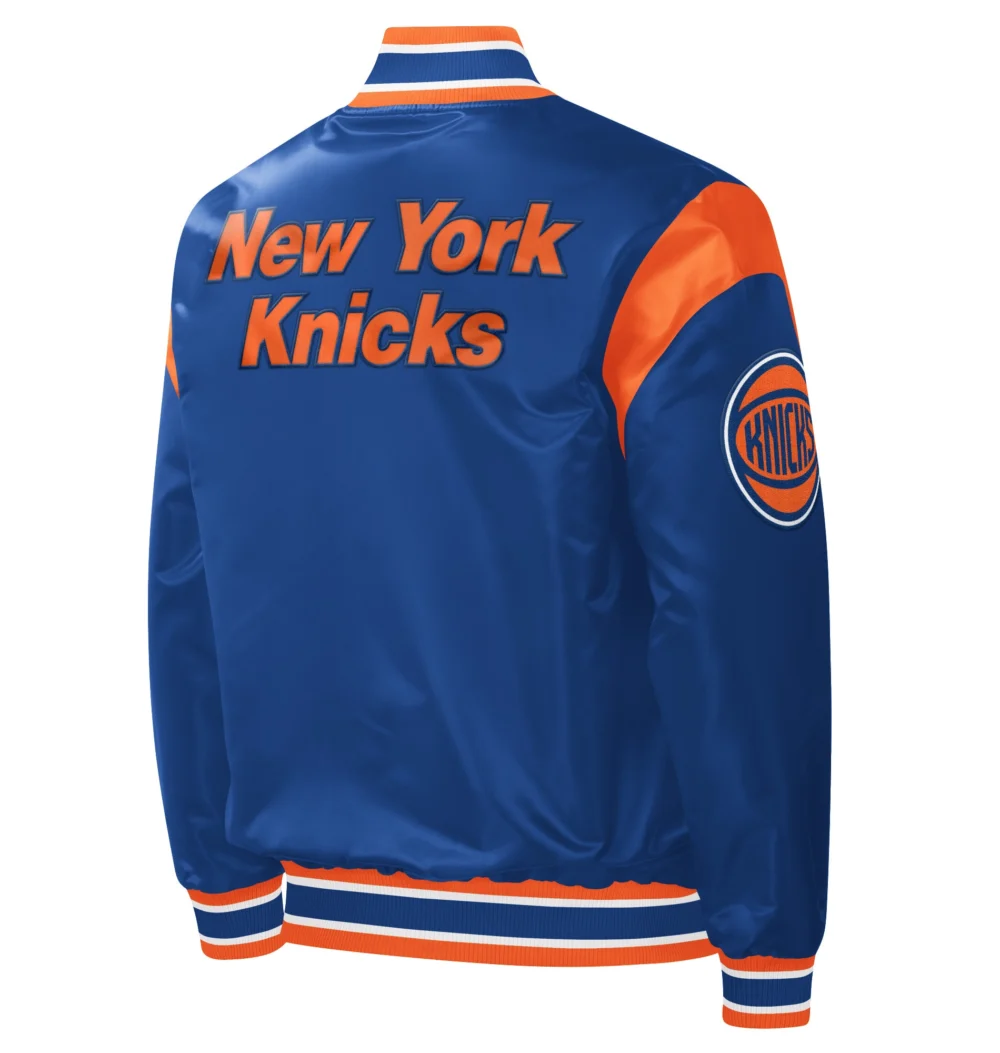 New York Knicks Force Play Satin Varsity Jacket