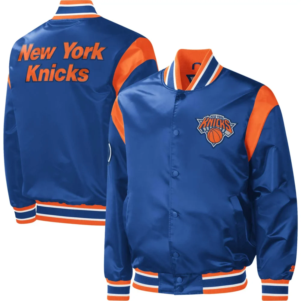 New York Knicks Force Play Satin Varsity Jacket