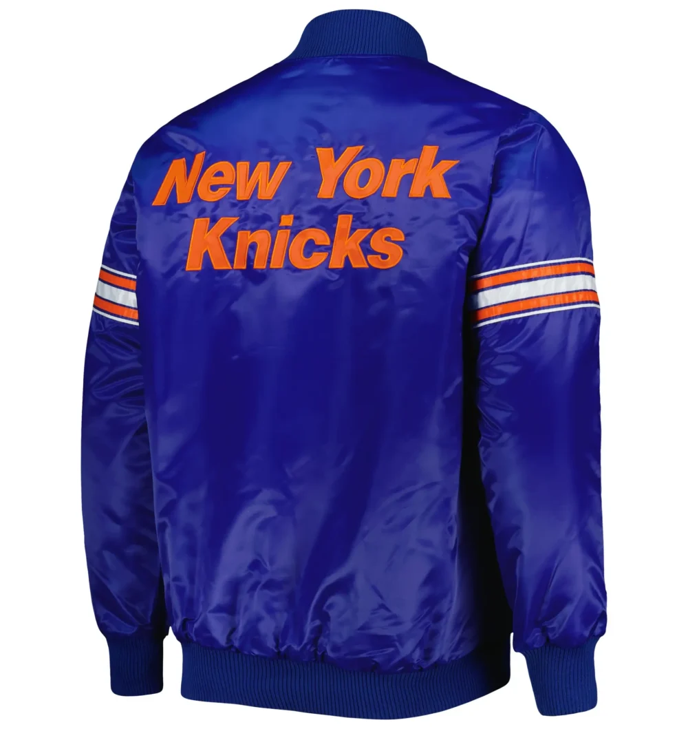 New York Knicks Pick & Roll Satin Varsity Blue Jacket