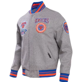 New York Knicks Pro Standard Heather Gray Varsity Jacket