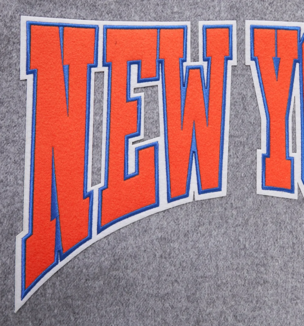 New York Knicks Pro Standard Heather Gray Varsity Jacket